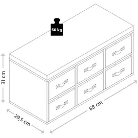 KESPER Sitzbank Kinder-Sitzbank Weiß/Grau/Rosa 68 x 29,5 x 33 cm
