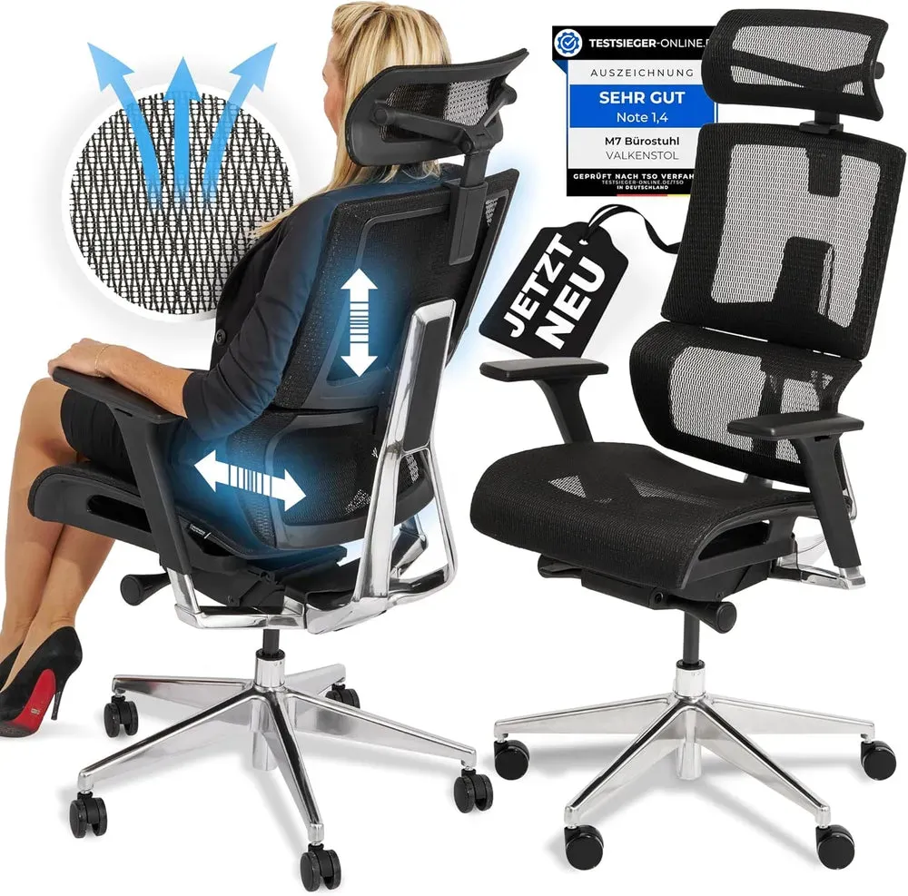 VALKENSTOL M7 - High-End Business Bürostuhl mit adaptiver Lordosenstütze