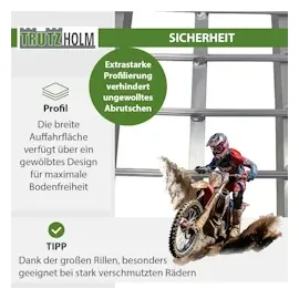 Baumarktplus TRUTZHOLM Auffahrrampe 3-teilig klappbar 305 cm grau Motorradrampe Verladerampe Pickup Rampe
