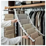 TUWENA Kleiderbügel 2 Stück Hosenbügel, Faltbare rutschfest Hosenständer, Platzsparend, (2-tlg), 7-in-1 Hosenbügel Zum Aufhängen Hosen,Röcke,Schals,Krawatten,Bettlaken