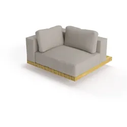 Solpuri Plateau L-Modul Ecke rechts inkl. Polster Teak