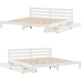 vidaXL Bett, Bett ohne Matratze Weiß 180x200 cm Kiefernholz