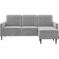 Dante | 3-Sitzer Sofa mit Chaise Lounge in Samt Hellgrau - Hellgrau