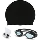 MagiSel Schwimmbrille Badekappen, UV-Schutz, Anti-Nebel Schwimmbrille, Elastische Badekappen, Profi Schwimmbrilles für Herren Damen Mit Nasenklammer und Ohrstöpseln, Leichte Komfortable Passform