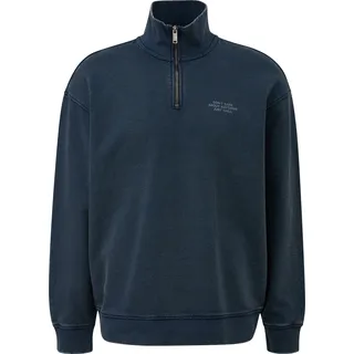 QS Gewaschener Sweat-Troyer mit Brustprint - blau - L