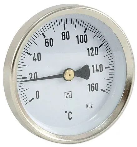 AFRISO Bimetall-Solar-Thermometer - Gehäuse Stahlblech verzinkt (Ø 63 mm), 1/2'' x 40 mm, Skala 0-160 °C, SCHWARZ