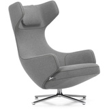 Vitra - Grand Repos Sessel, Cosy 2 hellgrau (01 kieselgrau), Aluminium poliert (Filzgleiter)