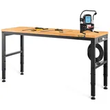 Vevor Höhenverstellbare Werkbank 155x51x72-97cm Spanntisch,900 kg Arbeitstisch,Werkzeugbank Kaltgewalzter,Multifunktionswerktisch Lager & Büro,72" Lx25 Wx38.3 H Garage Table 2000LB,Schwarz & Holz