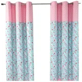 Homescapes Gardinen & Blumen blickdicht 2er-Set, 117/137 cm