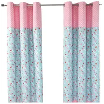 Homescapes Gardinen & Blumen blickdicht 2er-Set, 117/137 cm