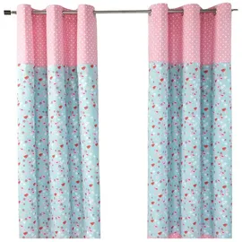 Homescapes Gardinen & Blumen blickdicht 2er-Set, 117/137 cm