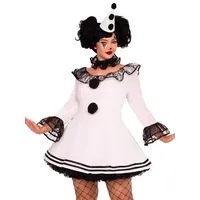 Leg Avenue Damen 3-teiliges Pierrot Sexy Clown-Kostüm Übergröße Kostüme für Frauen, Weiß/Schwarz, 2X