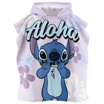 stitch Kinder Badeponcho mit Kapuze 55x110 cm in Lila | Gr.: onesize