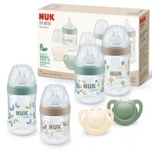 NUK for Nature Perfect Start Set Babyflasche und Schnuller | 0−6 Monate | 100 % natürliche Rohstoffe | 4 x Flaschen (150 ml + 260 ml) | 2 x Schnuller aus Silikon | BPA-frei | 6 Stück