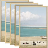 Woltu Bilderrahmen Gold 21x29,7 cm 5er Set