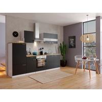 Küche Küchenzeile Leerblock Einbauküche Weiß Schwarz Malia 270 cm