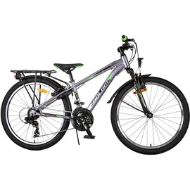 tpfsports Cross Kinderfahrrad - Jungen - 2 Handbremsen - 18 Gänge - 24 Zoll - Grau