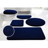my home Badematte Merida, Badvorleger, Badezimmer Teppich, Höhe 32 mm, rutschhemmend beschichtet, fußbodenheizungsgeeignet, schnell trocknend, strapazierfähig, Kunstfaser, rund, Badteppich, Uni Farben, rechteckig, rund & als 2-tlg. Set erhältlich blau rund | Ø 100 cm x 32 mm