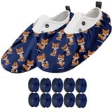 Ferocity 5 Paar Mehrweg Schuhüberzieher EU 25-30 für Kinder Wasserabweisend Überschuhe Rutschfester Waschbarer Schuhschützer Unisex Jungen Mädchen aus Polyester Motiv Foxes x5 [142] - 5 Pairs 25-30 size