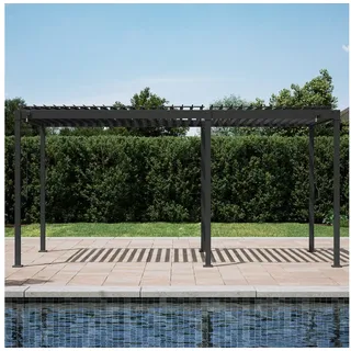 MIRADOR Pergola Solid 3x5 m Stahl Anthrazit verstellbares Lamellendach Garten Terasse Pergola Winterfest Stabil Pavillion