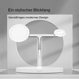 Belkin Drahtloses 3-in-1-Ladegerät mit MagSafe 15 W, Weiß - Weiß
