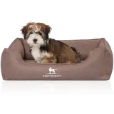 Knuffelwuff Orthopädisches Hundebett Wippo aus Velours mit Handwebcharakter M-L 85 x 63cm Potatoe - abnehmbarer Bezug - waschbar - für große, mittelgroße und kleine Hunde