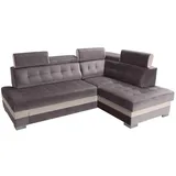 Sonstige Verlage Robin Paris Ecksofa mit Schlaffunktion Bettkasten 5 Verstellbare Kopfstützen Sofa L-Form Schlafsofa Freistehende Eckcouch Schlafcouch Wohnzimmerm... - Grau/Creme