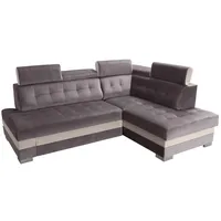 Sonstige Verlage Robin Paris Ecksofa mit Schlaffunktion Bettkasten 5 Verstellbare Kopfstützen Sofa L-Form Schlafsofa Freistehende Eckcouch Schlafcouch Wohnzimmerm... - Grau/Creme