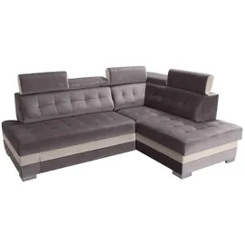 Sonstige Verlage Robin Paris Ecksofa mit Schlaffunktion Bettkasten 5 Verstellbare Kopfstützen Sofa L-Form Schlafsofa Freistehende Eckcouch Schlafcouch Wohnzimmerm... - Grau/Creme