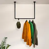 RSR Hangers Kleiderstange Garderobe Industrial Design U-Form für Decke | Flur | Ankleidezimmer | Schlafzimmer | schwarz | rund | begehbarer Kleiderschrank | Breite: 60 cm x Höhe: 60 cm