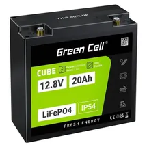 Green Cell CUBE LiFePO4 Spezial-Akku LiFePo-Block Schraubkontakt Li-Ion 12.8V 20Ah 256Wh IP54 Schwarz Grün
