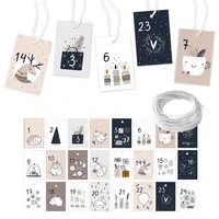 Papierdrachen Adventskalender Etiketten zum Basteln und Dekorieren | 24 Zahlenkärtchen für Weihnachtskalender | Geschenkidee in der Vorweihnachtszeit für Frauen und Männer | Pastell Rosa