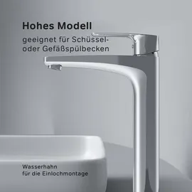 AM PM Waschtischarmatur Hoch, Wasserhahn Bad Waschbecken Armatur Einhebelmischer Badarmatur, Mischbatterie für Badezimmer, Aufsatzwaschbecken