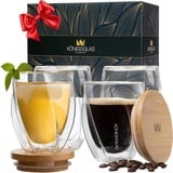 heidenfeld Original Königsglas Swing doppelwandige Gläser Set (4x 250 ml) - Latte Macchiato Gläser - Design Premium Glas - Cocktailgläser - Kaffe & Cappuccino Tassen - Teegläser Set - Thermogläser