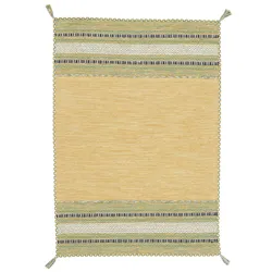 Teppich CARPETFINE "Kelim Azizi", gelb, B:240cm H:5mm L:340cm, Baumwolle, Teppiche, Fransenteppich, Baumwolle, Wendeteppich mit Fransen, Wohnzimmer