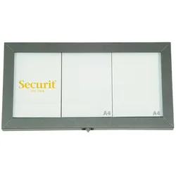 Securit® LED-Informationsdisplay - beschichteter Stahl - Wand- oder Pfostenmontage - weiße LEDs - zeigt 3x A4 - 8,4 kg