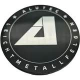 1X Alutec Nabendeckel 61mm Schwarz Glanz (N62) Logo Silber - Original Felgendeckel/Nabenkappe/Hubcap