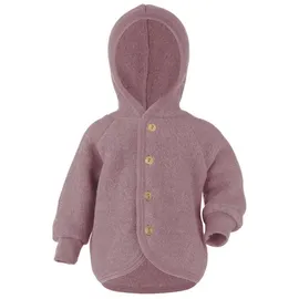 Engel Natur Engel Baby Jacke mit Kapuze Wollfleece, 86-92/86/92, Rosenholz melange 86/92