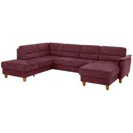 Home Affaire Wohnlandschaft HOME AFFAIRE "Palmera U-Form, B: 308 cm", rot (bordeaux), B:308cm H:89cm T:212cm, 100% Polyester;Struktur (100% Polyester);Luxus-Microfaser in Lederoptik (100% Polyester), Sofas, Wohnlandschaft, optional Bettfunktion & Bettkasten, Federkern