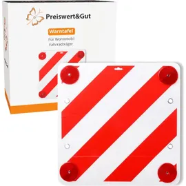 Preiswert & Gut Warnschild Rot Weiß Warntafel Fahrradträger 50x50 cm E Prüfzeichen Anhänger LKW
