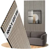Akustikpaneele Eiche Silver Wandpaneele Filz Schwarz, Oberfläche: Echtholz Format: 1000 x 480 mm - Akustikpaneele als Wandverkleidung aus Holz - Lamellenbreite: 27 mm (Eiche Silver)