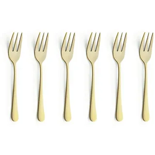 Amefa AUSTIN Kuchengabel Set 6-teilig | sehr elegant | Kuchengabeln 6 Stück mit PVD Gold satiniert | Länge 14,3 cm | rostfrei & spülmaschinenfest