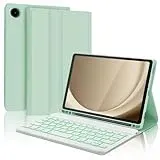 AVNICUD Tastatur für Samsung Galaxy Tab A9 2023 8.7", Samsung Tab A9 Hülle mit Tastatur Beleuchtete Magnetische Abnehmbarer QWERTZ Deutsches Tastatur für Galaxy Tab А9 2023, Grasgrün