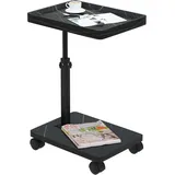 LuxusKollektion Beistelltisch Beistelltisch Rollen Höhenverstellbar Rotierend Nussbaum Schwarz