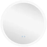 kleankin Badezimmerspiegel-Ø70 x 3H cm-Weiß+Silber | Gr.: onesize
