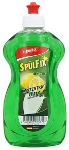 Reinex Spülfix Konzentrat Ultra Spülmittel, Handspülmittel mit höchster Fettlösekraft, 500 ml – Flasche, Citro