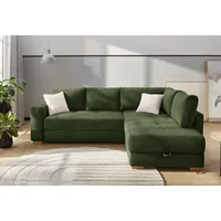 Ecksofa JOCKENHÖFER GRUPPE "Sunset, Dauerschlafsofa mit", grün 426, 03, B:257cm T:105cm, Korpus: 100% Polyester, Kissen: 100% Polyester, Sofas, Tonnentaschen-Federkern, 5cm Kaltschaumtopper, flexible montierbar, Topseller