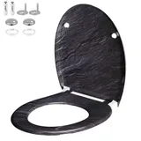 CASARIA WC Sitz Duroplast Absenkautomatik Schnellbefestigung Bad Toilettendeckel Klobrille antibakteriell Granit