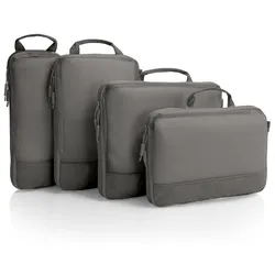 Kofferorganizer HEYS "Ecotex Compression Packing Cube", Gr. B/H/T: 35,6cm x 29,2cm x 12,7cm, grau (grau stone), Nylon, unifarben, Taschen, komprimierbare Packwürfel, Packtaschen, Organizer für Koffer