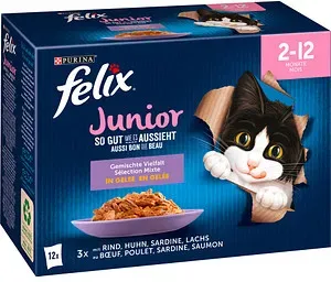 felix® Katzen-Nassfutter So gut wie es aussieht Junior gemischte Vielfalt in Gelee 12x 85,0 g